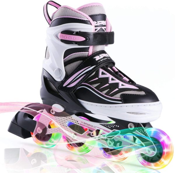 2PM SPORTS Cytia Pink Girls Adjustable Illuminating Inline Skates with Light up Wheels, Fun Flashing Beginner Roller Skates for Kids - Image 3