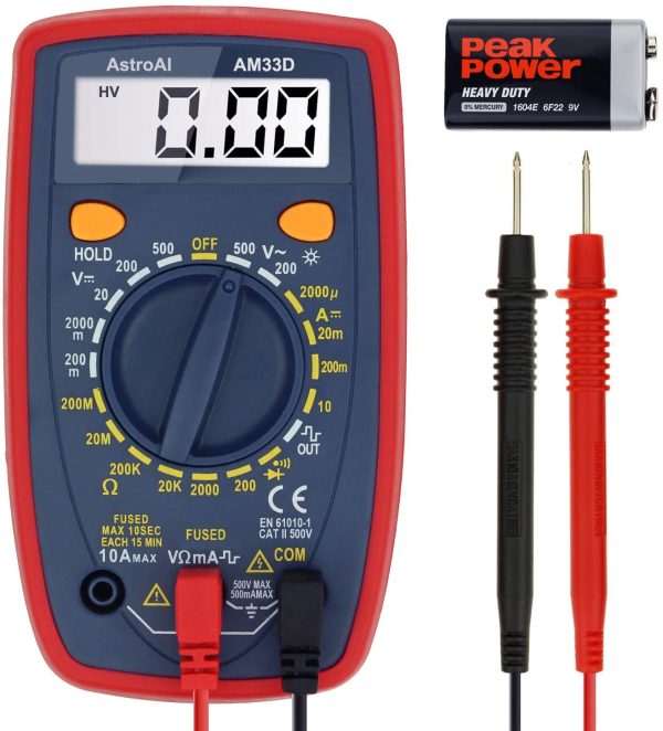 Multimeter 2000 Counts Digital Multimeter with DC AC Voltmeter and Ohm Volt Amp Tester ; Measures Voltage, Current, Resistance; Tests Live Wire, Continuity - Image 3