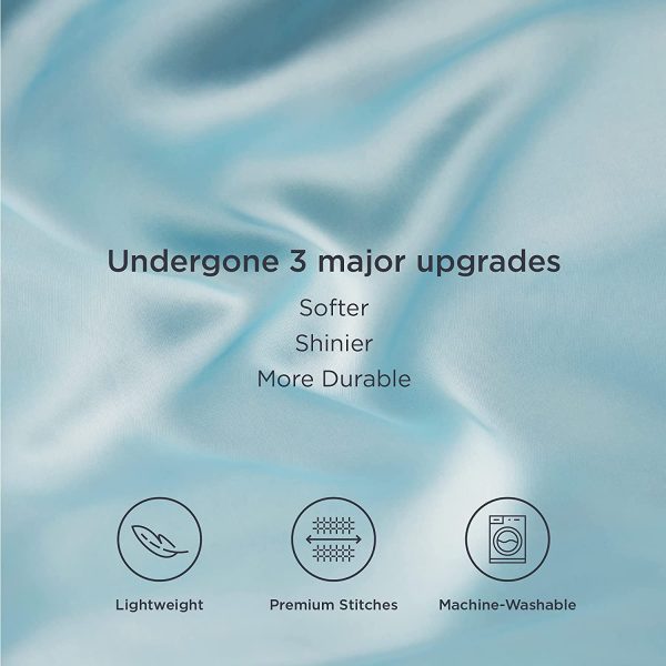 Bedsure Satin Pillowcases Standard Set of 2 - Light Blue Silk Pillow Cases for Hair and Skin 20x26 inches, Satin Pillow Covers 2 Pack with Envelope Closure - Image 4