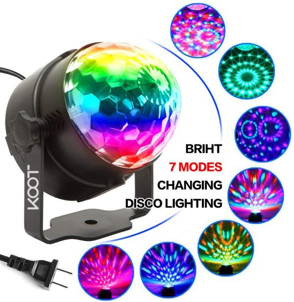 KOOT Disco Lights Ball, Strobe Light,Sound Activated Party Lights LED 7 Colors Holiday Lights DJ Lights Strobe Lights for Dance Karaoke DJ Bar Wedding Show (with Remote) - Image 8