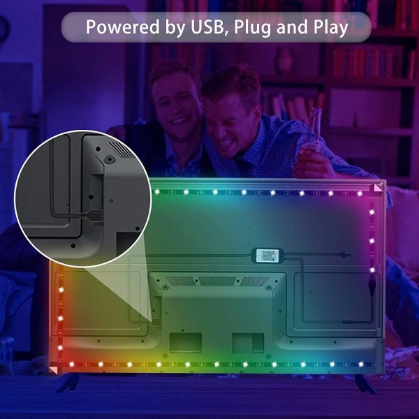 LED TV Backlight, Megulla 16.4ft/5m USB Bluetooth Dreamcolor RGBIC Color Changing LED Lights Strip Bias Lighting with APP, Music Sync and Remote for TV, PC, Monitor, Desk and Gaming Room - Image 4