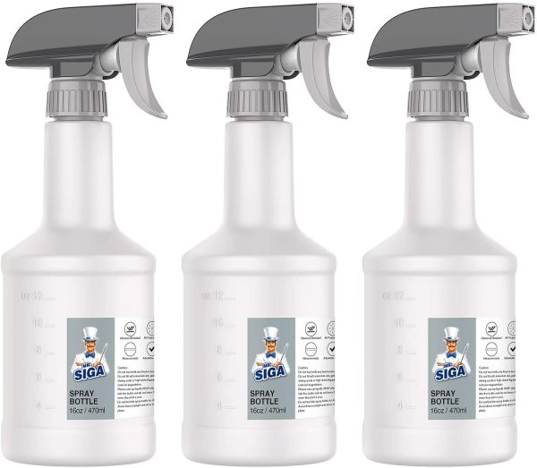 MR.SIGA 16 oz Plastic Spray Bottles for Cleaning Solutions, HDPE Commercial Grade Refillable Spray Bottles with Measurements and Adjustable Leak Proof zzle, 3 Pack - Image 6