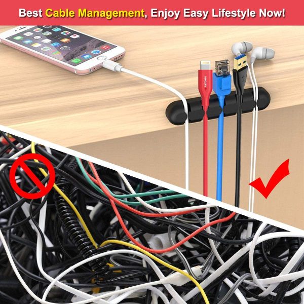 Cable Clips, Cable Management, Cord Organizer Wire Cable Clip Holders Cable Manage System with Advanced Long Lasting Acrylic Gum for Desktop PC Laptop TV Home Office - 10 Pack - Image 5