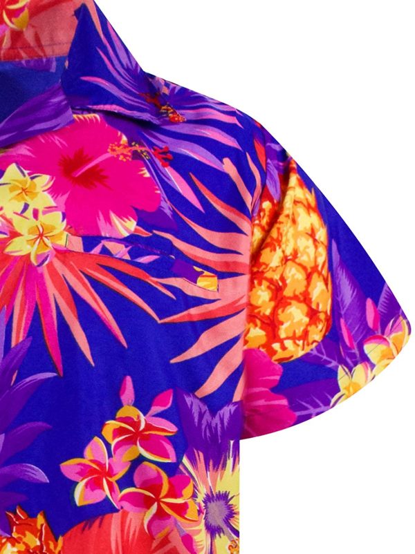 King Kameha Funky Hawaiian Shirt Men Shortsleeve Frontpocket Hawaiian-Print Leaves Flowers Pineapple - Image 4