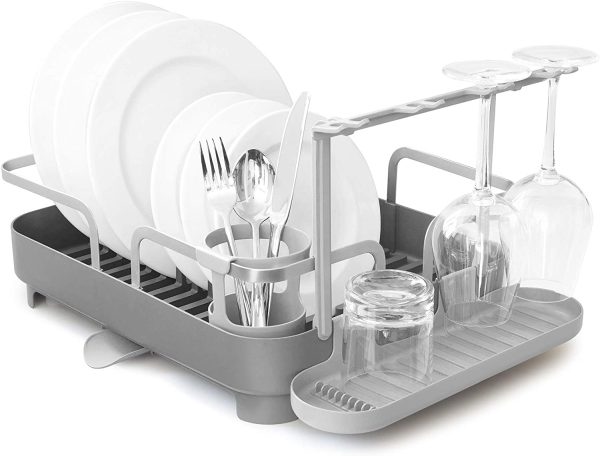 Umbra Holster Dish Rack?M?Molded Plastic Dish Drying Rack with Drainage Spout, Charcoal - Image 2