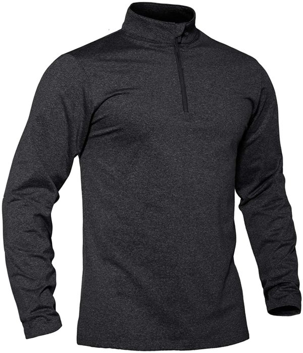 TACVASEN Men's Sports Shirts 1/4 Zip Long Sleeve Fleece Lined Running Workout Pullover Tops Sweatshirt