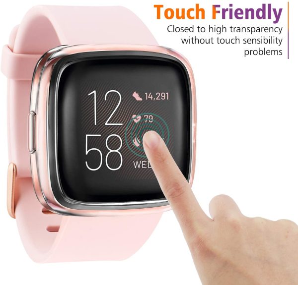 4 Pack Vancle Case Compatible with Fitbit Versa 2, Soft TPU All-Around Cover Anti-Scratch Screen Protector Bumper for for Versa 2 Smartwatch Only - Image 2