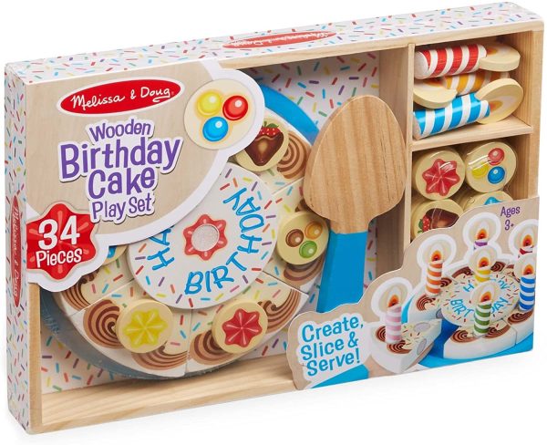 Melissa & Doug Birthday Party Cake - Wooden Play Food With Mix-n-Match Toppings and 7 Candles - Image 4