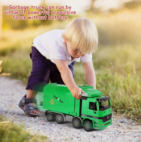 Click N' Play CNP0301 Friction Powered Garbage Truck Toy with Garbage Cans Vehicle - Image 2