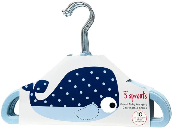 3 Sprouts Velvet 10 Piece Non-Slip Baby Hangers, Blue - Image 3