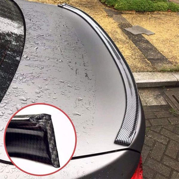 Universal Black Carbon Fiber Trunk Spoiler Lip Kit Car Rear Window Roof Spoiler Exterior Rear Spoiler Kit Universal Fits for Most Cars Punch-Free Installation (width5cm long150cm) (Black Carbon)?? - Image 8