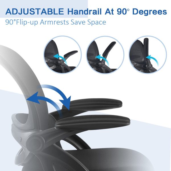 Office Chair,  Ergonomic Desk Chair with Lumbar Support and Adjustable Height Swivel Computer Chair with Flip-up Arms for Conference Room