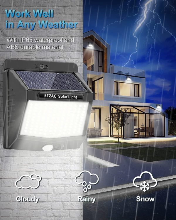 Solar Lights Outdoor, SEZAC [118LED/10Pack] Solar Motion Sensor Light Outdoor , Wireless IP65 Waterproof Solar Lights , 3 Modes Efficient Solar Light Outdoor for Garden Garage Yard - Image 6