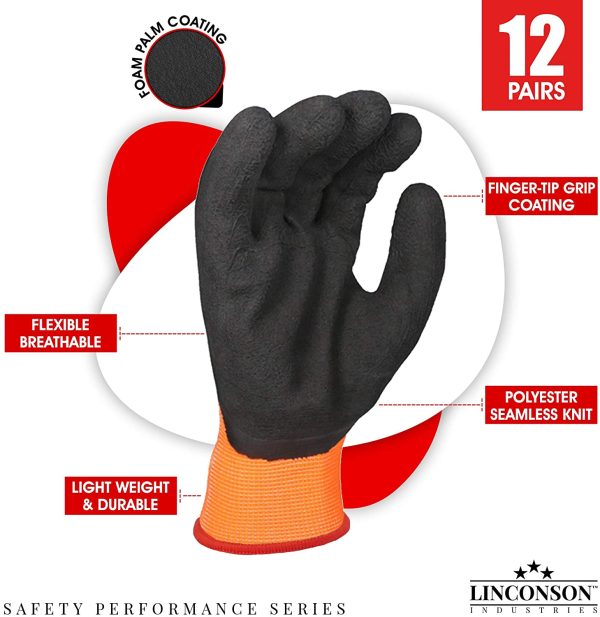 LINCONSON 12 pack Safety Performance Series Construction Mechanics Work Gloves - Image 3