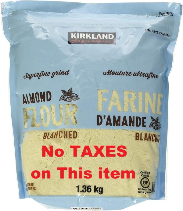 1,36kg./ 3 Pounds. Almond Flour, Blanched, Superfine Grind, California, 100% Pure, Kirkland Signature. (NO Taxes on This Item)