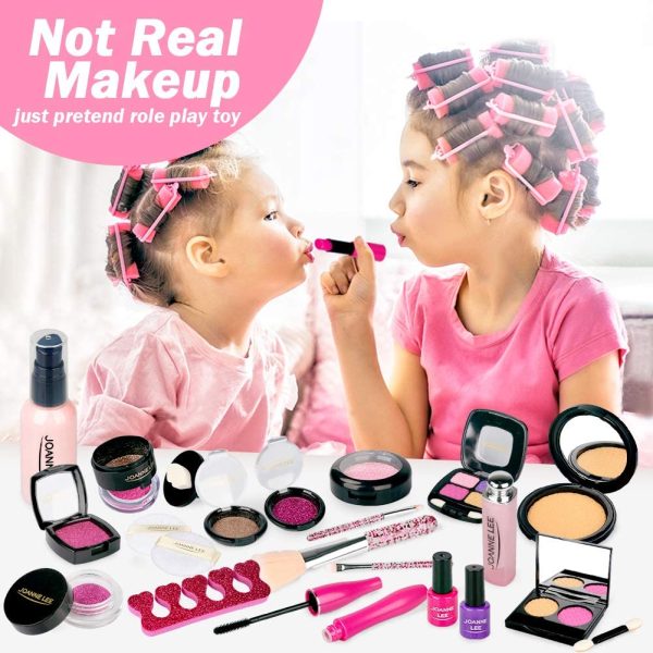 Kids Pretend Makeup Kit for Girl - Pretend Play Beauty Set with Cosmetics Bag Fake Makeup Princess Toys for Little Girls Christmas Birthday Gifts (t Real Makeup) - Image 4