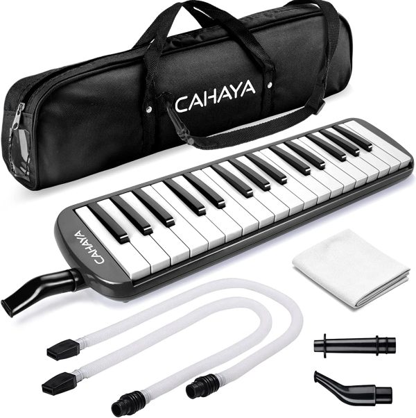 CAHAYA Melodica 32-Key Piano Style Portable with Plastic Flexible Long Pipe Short Mouthpiece and Carrying Bag for Music Lovers Beginners Kids Black CY0050-1 - Image 3