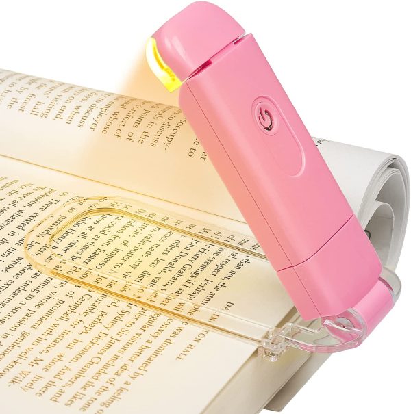 Amber Book Light, USB Rechargeable Book Light for Reading in Bed, 3 Brightness Levels, Blue Light Blocking, LED Clip-on Reading Light for Kids, Bookworms, Pink - Image 5