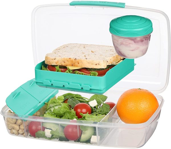 to Go Collection Bento Box, Clear with Assorted Colors - Image 3