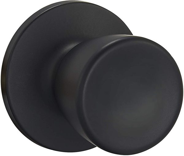 Amazon Basics Tulip Door Knob, Passage, Matte Black