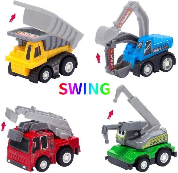 Pull Back Car,12 Pack Assorted Mini Plastic Construction Vehicle Set, Car Truck Toy for Kids, Boy, Girl, Child Birthday Party Favors, Goody Bag Giveaway, Prizes, Pinata Filler Supplie