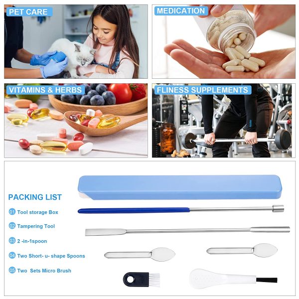 Capsule Filling Tools, Micro Lab Spoon Spatula Tamper Tool for Fast and Easy Gel Capsule Filling, Gel Cap Capsule Pill Filler Machine - #000 00 0 1 2 - Image 3