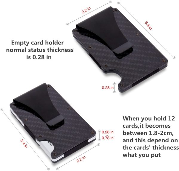 Carbon Fiber Wallet RFID Blocking Credit Card Holder Metal Wallet with Money Clip Screw Fixation Elastic Band Screwdriver - Image 4