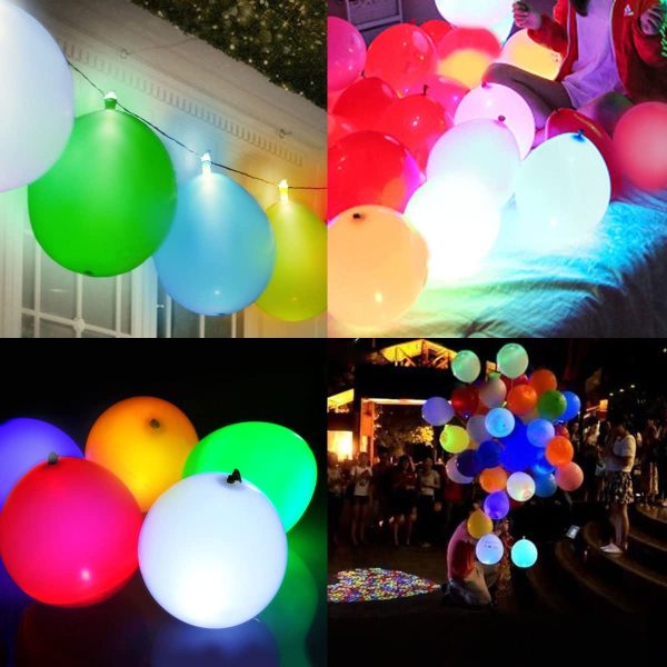 ALUNME  pcs Led Light Up Balloons,Mixed-Colors Latex Balloons Flashing Lights 10-24 Hours for Dark Party Supplies, Birthday,Christmas Decorations,Fillable with Helium&Air - Image 4