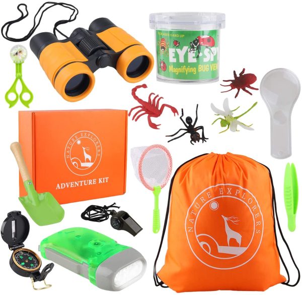 GTPHOM Outdoor Explorer Kit Gifts Toys - 20 Pieces Birthday Present for 3-10 Years Old Boys Girls Adventure STEM Backpacking Compass Binocular Camping Bug Catcher Play for Kids - Image 3