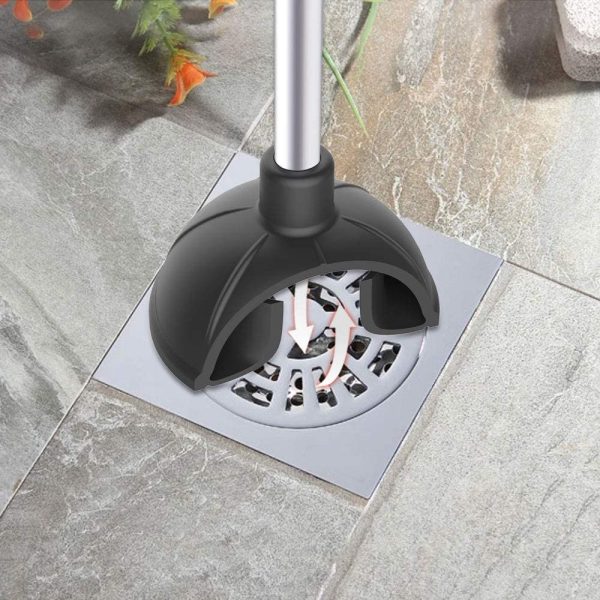 MR.SIGA 2 Way Rubber Toilet and Drain Plunger, Aluminium Handle, Black - Image 5