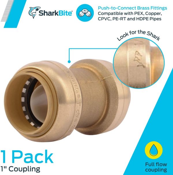 SharkBite U020LFA 1-Inch Straight Coupling, Plumbing Fittings for Residential and Commercial Water Applications, Lead-Free - Image 3