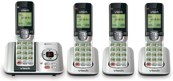 CS6529-4 DECT 6.0 Phone Answering System with Caller ID/Call Waiting, 4 Cordless Handsets, Silver/Black