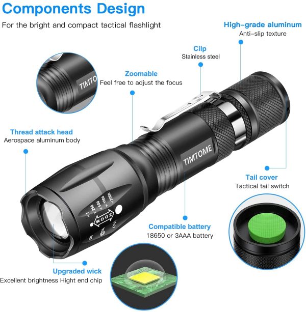 LED Flashlight, Ultra Bright XML T6 Handheld Flashlights - High Lumen, Zoomable, 5 Modes, Water-Resistant - Perfect for Camping Biking Home Emergency or Gift-Giving (1) - Image 8