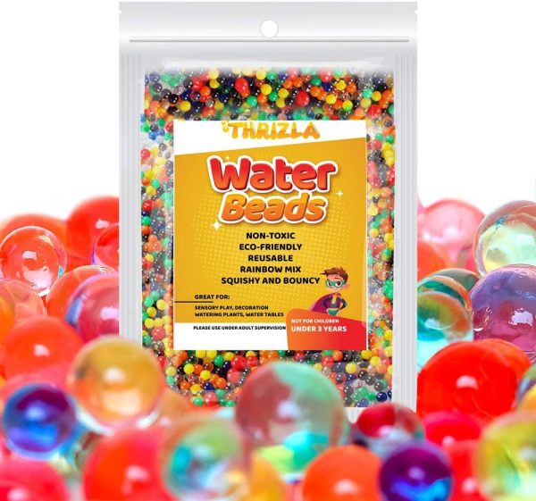 THRIZLA Water Beads for Children 20,000 Pcs Rainbow Mix Gel beads for Home Décor, Swimming Pool, Sensory Toys and Kids Early Skill Development - Image 5