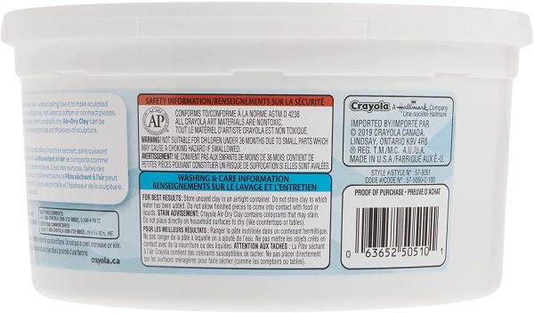 Crayola Air Dry Clay, 1.13 kg bucket, School and Craft Supplies, Teacher and Classroom Supplies, Gift for Boys and Girls, Kids, Ages 3,4, 5, 6 and Up - Image 3