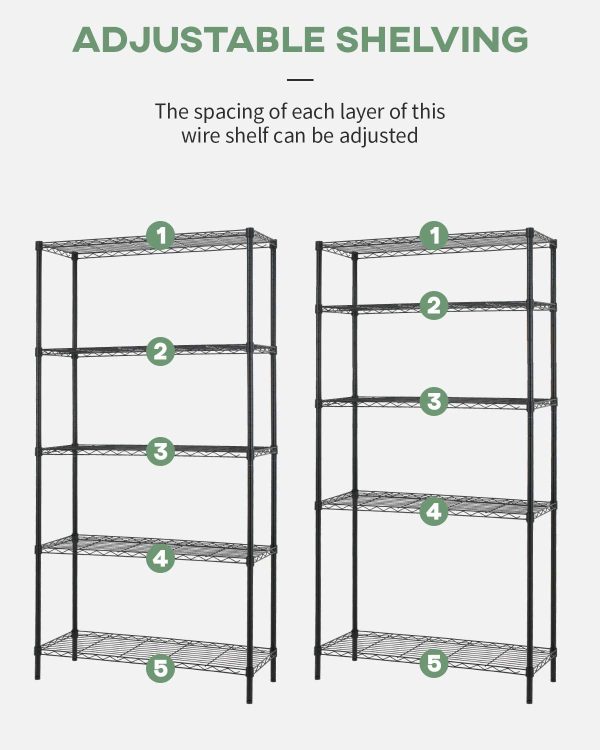 Metal Shelf Large Storage Shelves Heavy Duty Height Commercial Grade Steel Layer Shelf 1250 LBS Capacity (Black) - Image 5