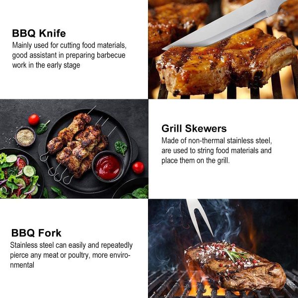 BBQ Tools ,Portable Case Stainless Steel Barbecue BBQ Set ,18 PCS barbeque accessories, Stainless Steel Grill Tools Set for Smoker,Camping, Kitchen,Outdoor Grilling Kit Barbecue Grill Utensils for Outdoor Picnic Campin - Image 2