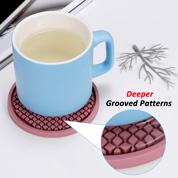 Silicone Coasters [6 Pack] Thickened Drink Coasters with Holder - Cup Mat - Non-Slip, Non-Stick, Stay Put, Deep Tray - Prevents Furniture and Tabletop Damages(Black) - Image 4