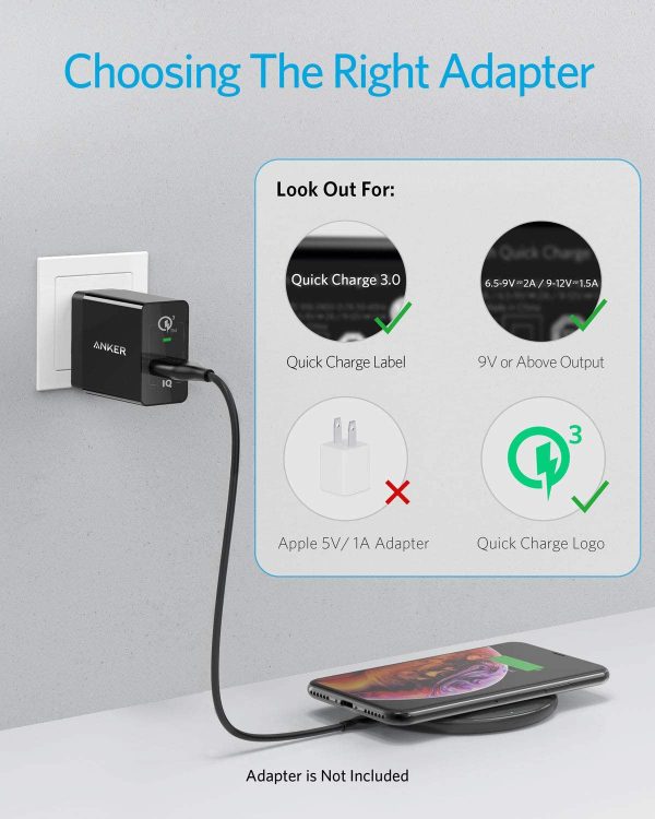 Anker Wireless Charger, PowerWave Pad Qi-Certified 10W Max for iPhone 12, 12 Mini, 12 Pro Max, SE 2020, 11, 11 Pro, AirPods, Galaxy S20 (No AC Adapter, Not Compatible with MagSafe Magnetic Charging) - Image 2