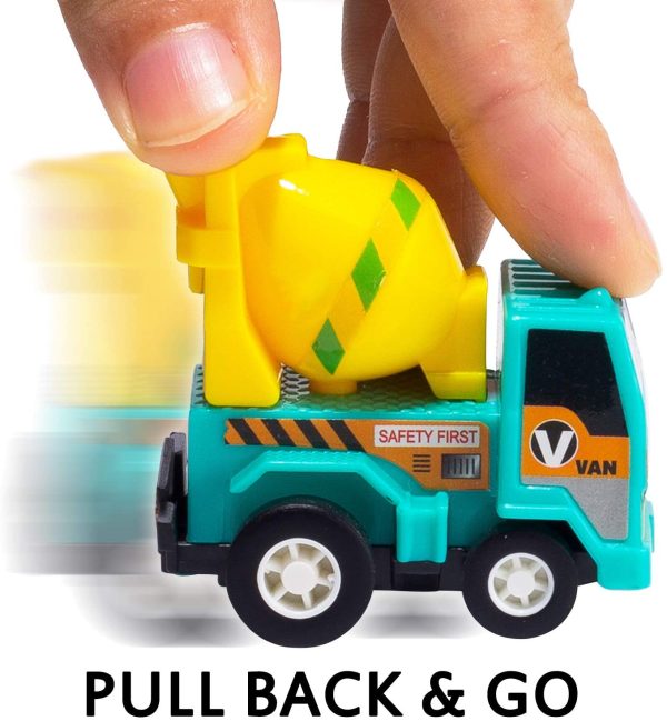 Pull Back Car,12 Pack Assorted Mini Plastic Construction Vehicle Set, Car Truck Toy for Kids, Boy, Girl, Child Birthday Party Favors, Goody Bag Giveaway, Prizes, Pinata Filler Supplie - Image 4