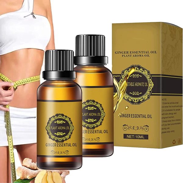 Natural Belly Drainage Ginger Oil Tummy Ginger Essential Oil Relax Massage Oil Plant Aroma Oil(2pcs)