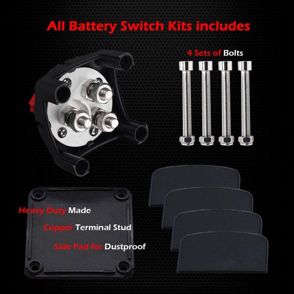 1-2-Both-Off Battery Disconnect Switch, 12-48 V Battery Master Cut Shut Off Isolator Switch (1-2-Both-Off)