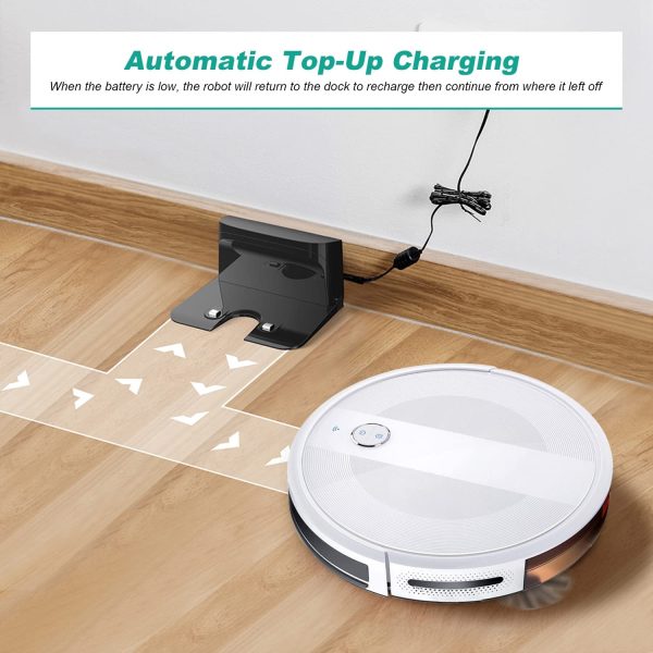 Robot Vacuum Cleaner, Super-Thin, Strong Suction,Works with Alexa,Quiet, Self-Charging Robotic Vacuum Cleaner, Cleans Hard Floors to Medium-Pile Carpets (2000Pa, White) - Image 2