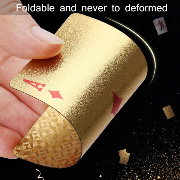 Joyoldelf 2 Decks of Playing Cards, 24K Foil Waterproof Poker with Gift Box ??Classic Magic Tricks Tool for Party and Game - Image 2