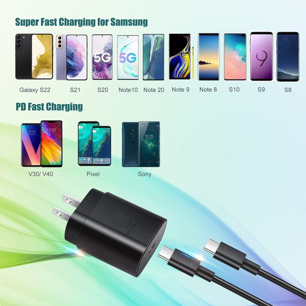 USB C Fast Charger, Excgood 25W Super Fast Charging Wall Charger with USB-C Type C Cable (6ft) Compatible with Samsung Galaxy S22/S21 Ultra/S21 FE/,Z Fold3/2, Note 10+/20/S20/A80/A70,Pixel 4/3XL, Pad and More - Image 5