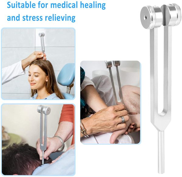 1 PCS Tuning Fork, 128HZ Medical Tuning Fork Aluminum Tuning Fork Instrument with 1 PCS Percussion Hammer Mallet Applied in Clinic Music Room Health Club - Image 4