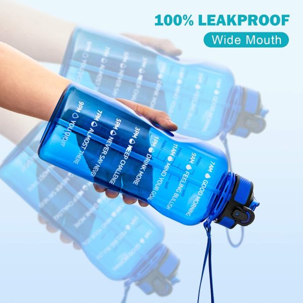 Half Gallon Tritan Water Bottle with Straw BPA Free, 74oz Gym Bottles with Time Marker, 2.2L Daily Water Intake Bottle for Your Drinking Water Needs BLUE - Image 6