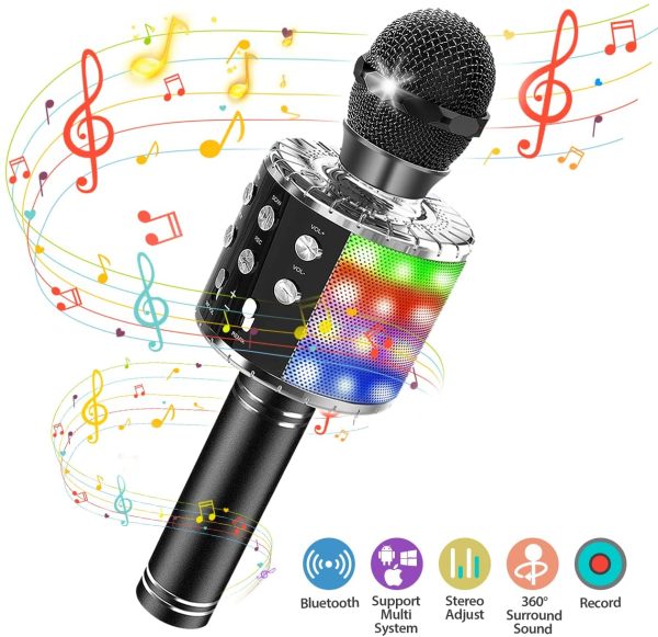 Bluetooth Microphone, Exssary Toys for Boys Girls Age 4 5 6 7 Wireless Microphone for Karaoke Cool Gifts for 3-12 Year Old Boys Girls Kids Voice Changer Mic Black - Image 7