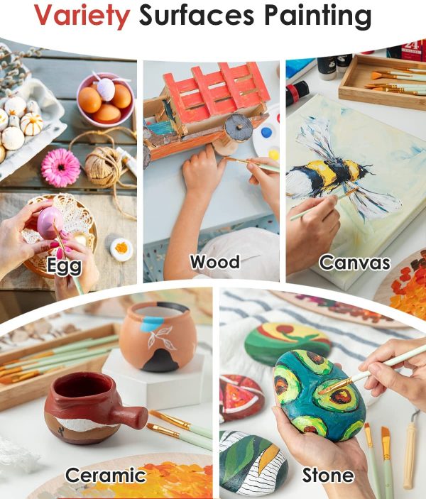 Acrylic Paint Set 36 Colors(2oz /60ml) with 12 Brushes, Professional Craft Thick Paints Kits for Adults and Kids, Canvas Wood Fabric Ceramic Rock Painting Supplies - Image 2