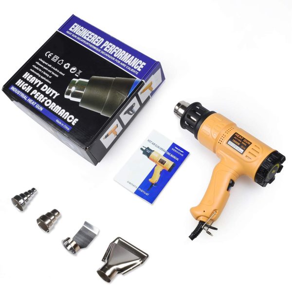 Heat Gun 1800W Heavy Duty Hot Air Gun Kit Variable Temperature Control with 2-Temp Settings 4 Nozzles 122℉~1202℉（50?? 650℃）with Overload Protection for Crafts, Shrinking PVC, Stripping Paint - Image 6